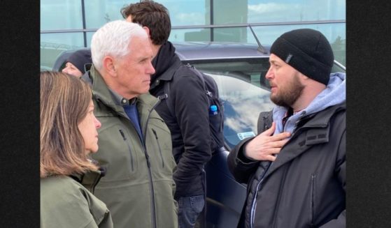 Former Vice President Mike Pence and his wife Karen visit a Ukranian refugee aid site set up by the American ministry Samaritan's Purse.