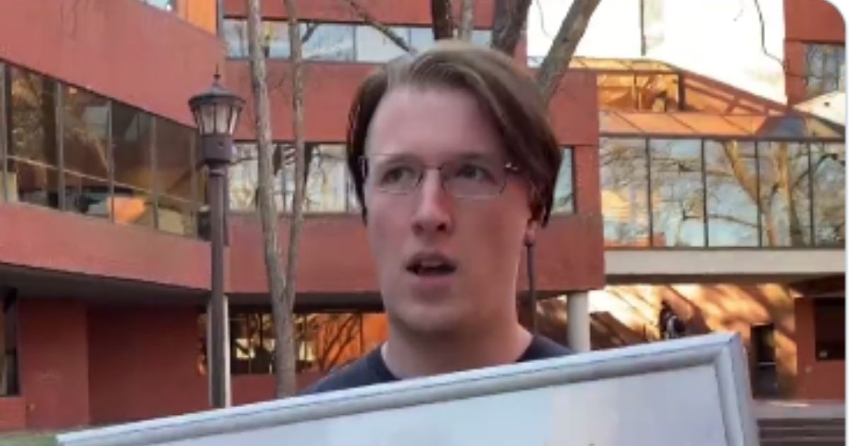 In a video posted Monday, a protester held a sign that said "F*** Matt Walsh" but could not give a specific reason why he had that viewpoint.