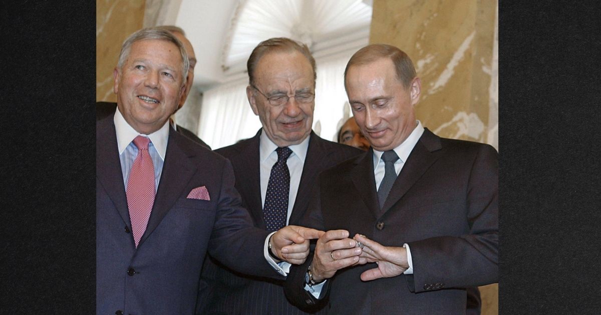 New England Patriots owner Robert Kraft, left, said he let Vladimir Putin try on his Super Bowl XXX1X ring in 2005 and the Russian leader walked away without giving it back.
