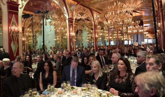 The Russian Tea Room hosts a Chemotherapy Foundation gala honoring actor Pierce Brosnan, right, with a humanitarian award on Nov. 7, 2018, in New York City.