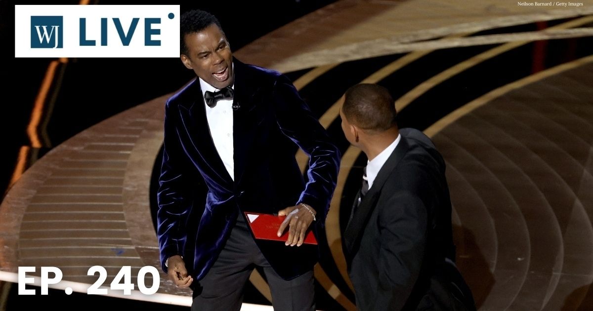 At Sunday's Oscars, actor Will Smith, right, walked onto the stage and hit comedian Chris Rock, left, after he made a joke about Smith's wife.