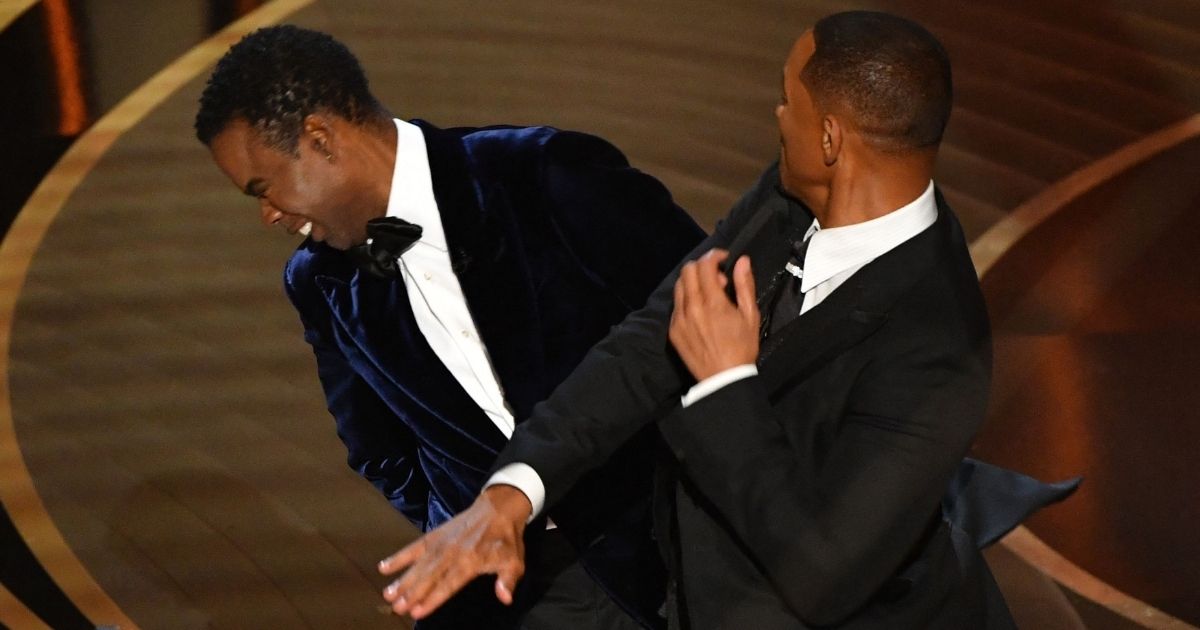 Will Smith slaps Chris Rock onstage during the 94th Oscars at the Dolby Theatre in Hollywood, California, on Sunday.