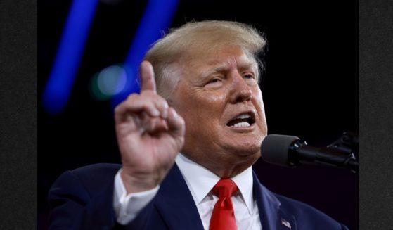 A plane carrying former President Donald Trump, seen in a file photo from February, was forced to return to New Orleans Saturday night due to engine trouble.