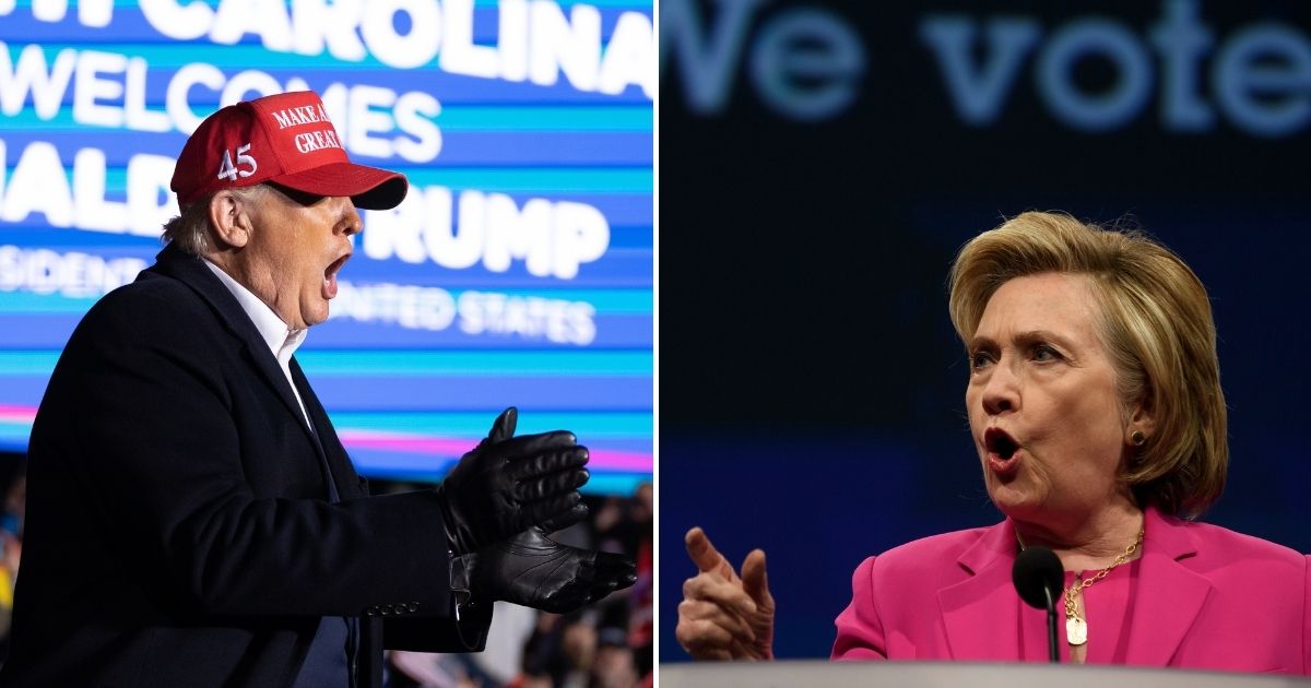 Former President Donald Trump, left, seen at a March 12 rally in South Carolina, has filed a lawsuit naming Hillary Clinton (seen in a 2018 appearance in Pennsylvania), along with numerous other Democrat politicians, operatives and federal agents for their role in creating the Russiagate hoax in 2016.