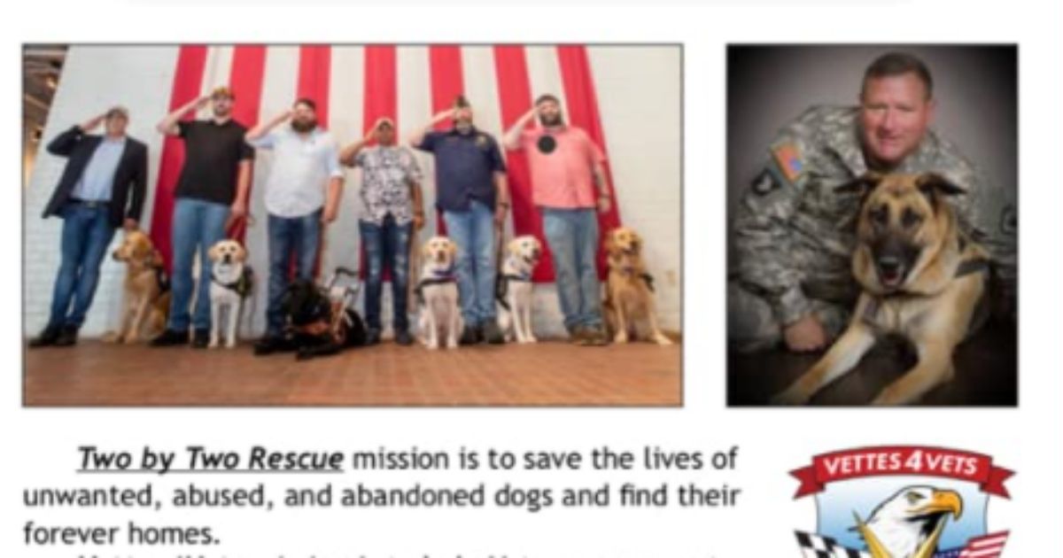 Two by Two Rescue is partnering with another Alabama nonprofit, Vettes 4 Vets, to pair veterans with a dog or cat companion at no cost to the veterans.
