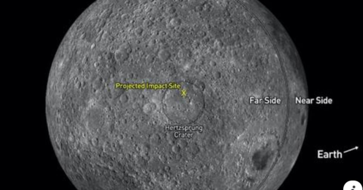 The projected impact site of the suspected Chinese rocket that slammed into the moon on March 4, 2022.