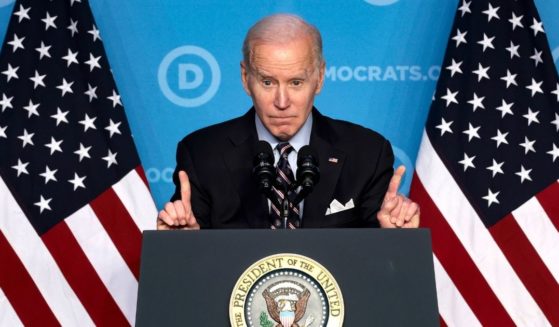 President Joe Biden gestures as he gives remarks at the Democratic National Committee’s winter meeting at the Washington Hilton Hotel on Thursday in the nation's capital.