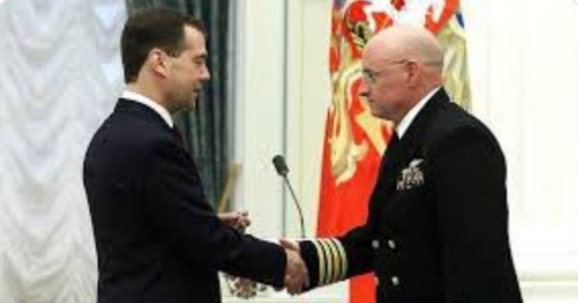 In 2011, then-President Dmitry Medvedev, left, of Russia bestowed a Russian medal 