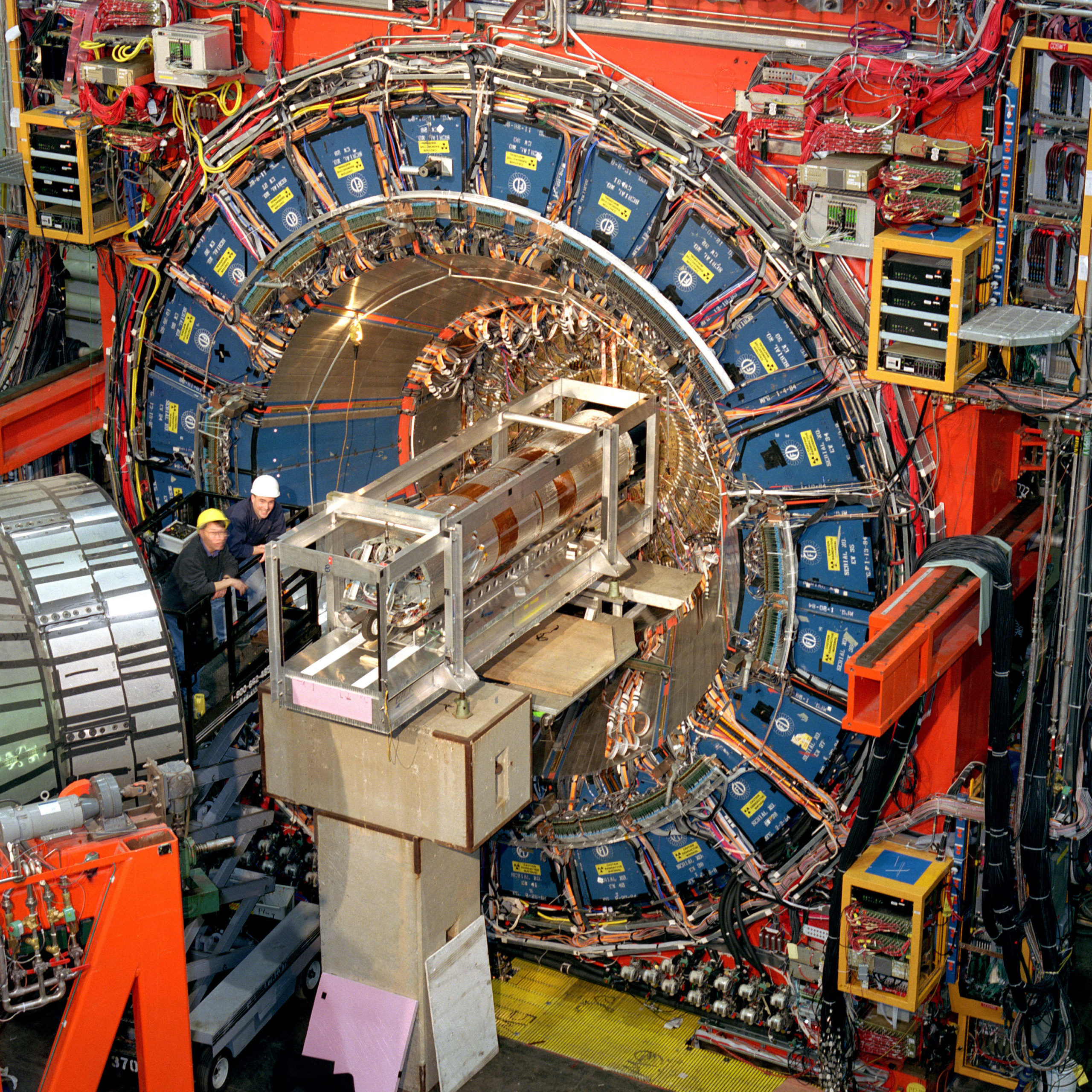 This undated photo provided by the Fermi National Accelerator Laboratory, near Chicago, shows the facility's Collider Detector. In results released on April 7, 2022, scientists at the lab calculated that the W boson, a fundamental particle of physics, weighs a bit more than their theoretical rulebook for the universe tells them it should.