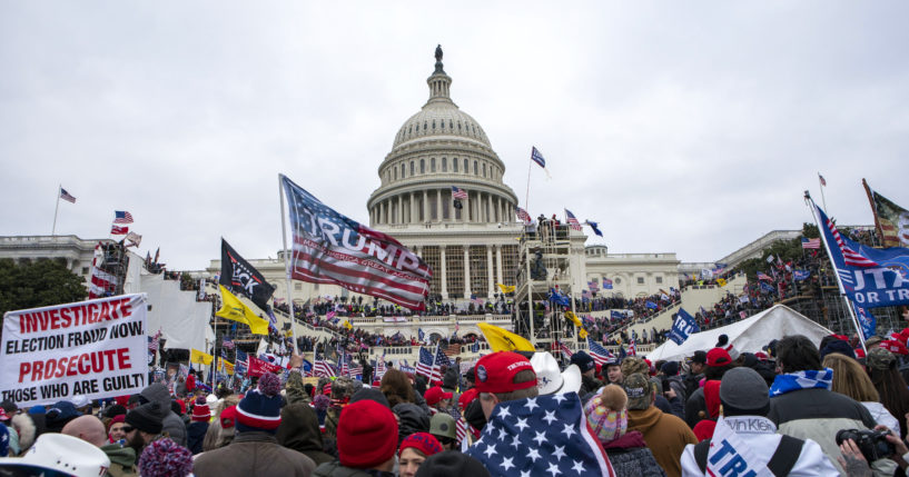 Trump supporters rally at the US Capitol in Washington in this file photo from Jan. 6, 2021. A federal judge acquitted Matthew Martin of charges that he illegally entered the premises after he watched a video that showed police waving the man into the building.