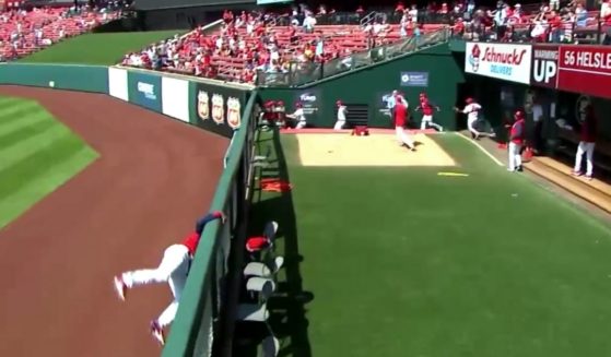 St. Louis Cardinals' reliever Giovanny Gallegos hopped the bullpen fence to get onto the field during his team's brawl with the New York Mets on Wednesday.