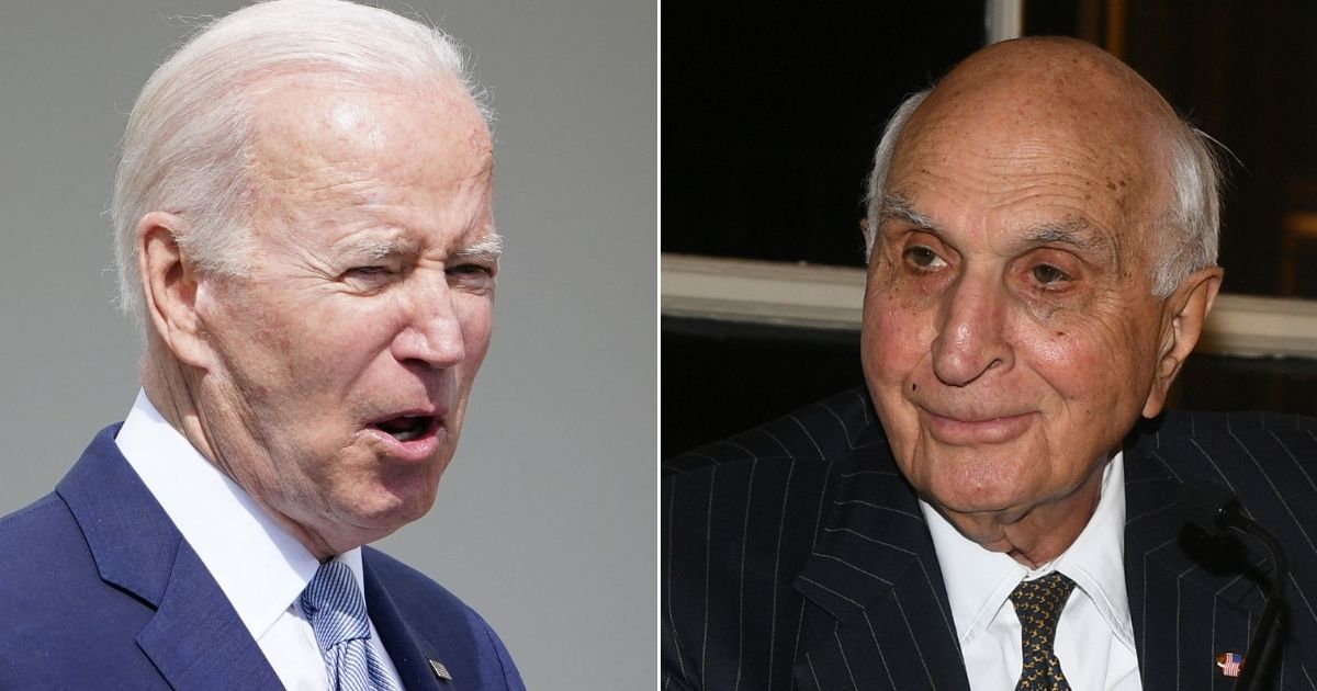 At left, President Joe Biden speaks in the Rose Garden of the White House in Washington on Monday. At right, Ken Langone speaks at the Union League Club in New York City on Dec. 1.