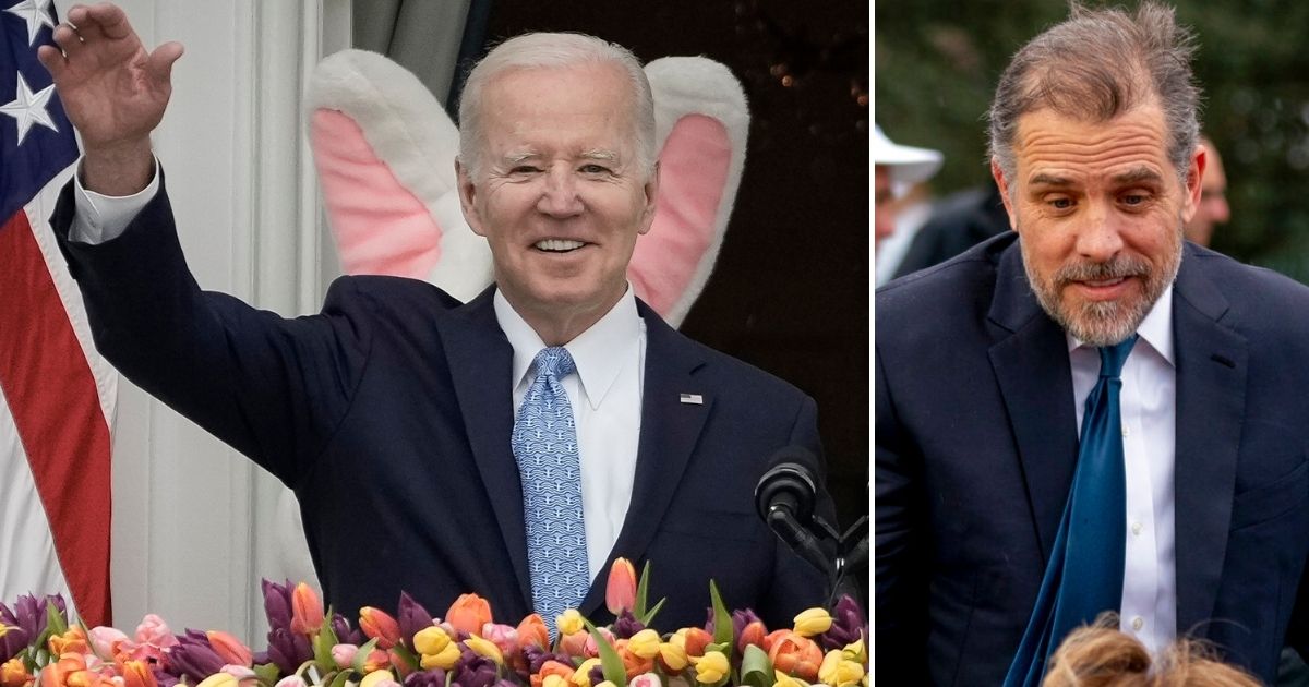 A large number of US voters polled believe President Joe Biden, left, has been compromised by the business deals brokered by his son Hunter Biden, right.