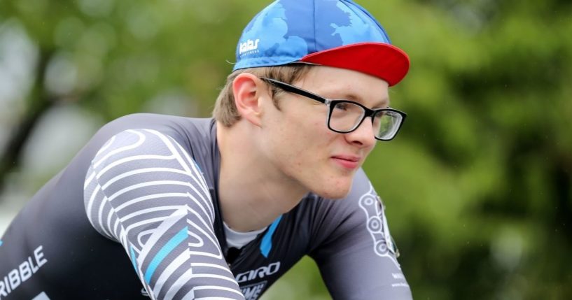 Zach Bridges prepares to race in Abergavenny, Wales, on Aug. 26, 2018.