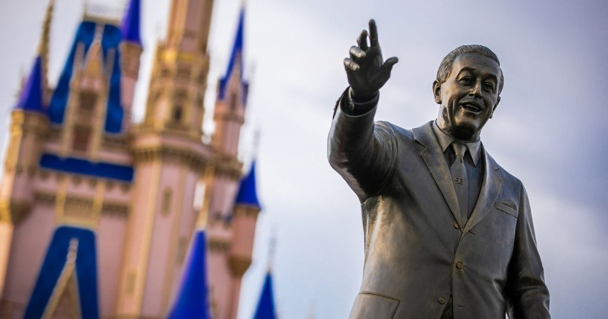 A statue of Walt Disney is seen in Walt Disney World in Lake Buena Vista, Florida, on June 30, 2020.