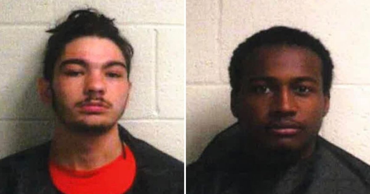 Calvin Bynes Hufflin, left, and Carondus Allen, right, were arrested after video was taken and circulated of a puppy being thrown into a lake. The witness who took the video said two dogs were thrown into the lake multiple times.