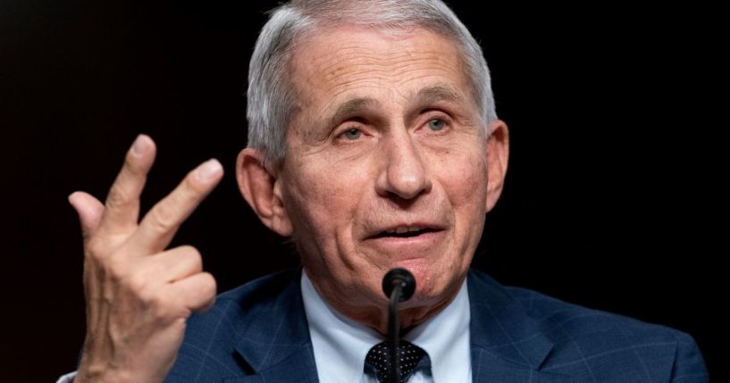 Dr. Anthony Fauci testifying before a Senate committee