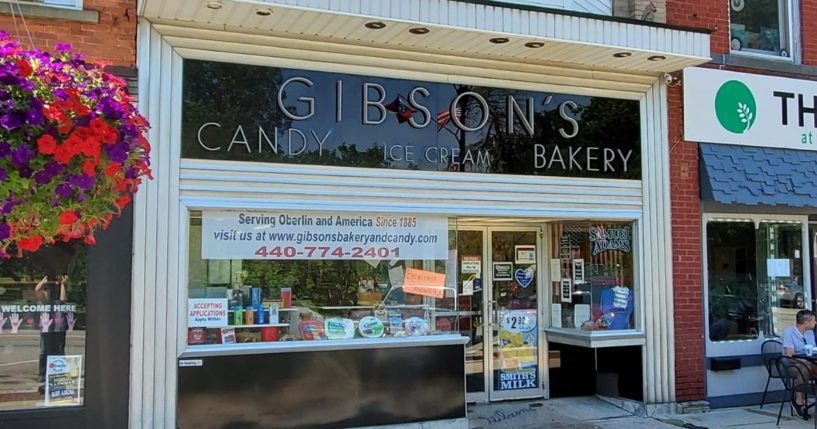Gibson's Bakery in Oberlin, Ohio, won a lawsuit against Oberlin College after the school supported student demonstrations accusing the bakery of racial discrimiantion.