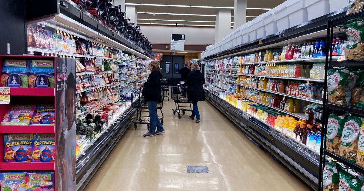 Customers shop at a grocery store in Mount Prospect, Illinois, on April 1.