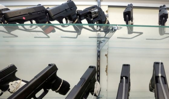 Handguns are displayed at a firearms store in Miami on June 29, 2016.