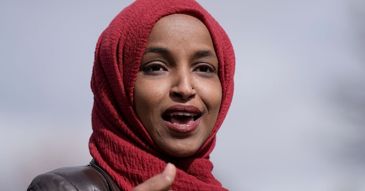 Democratic Rep. Ilhan Omar of Minnesota spoke at the Brooklyn Center to address the shooting of Daunte Wright on April 20, 2021.