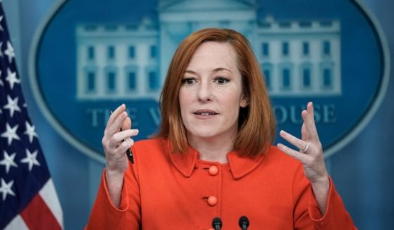 White House press secretary Jen Psaki speaks during a news briefing at the White House on April 11 in Washington, D.C.