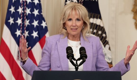 First lady Jill Biden delivers remarks in the East Room of the White House on Wednesday in Washington, D.C.