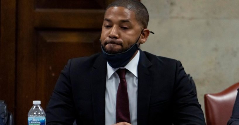 Jussie Smollett listens as his sentence is read at the Leighton Criminal Court Building on March 10 in Chicago.