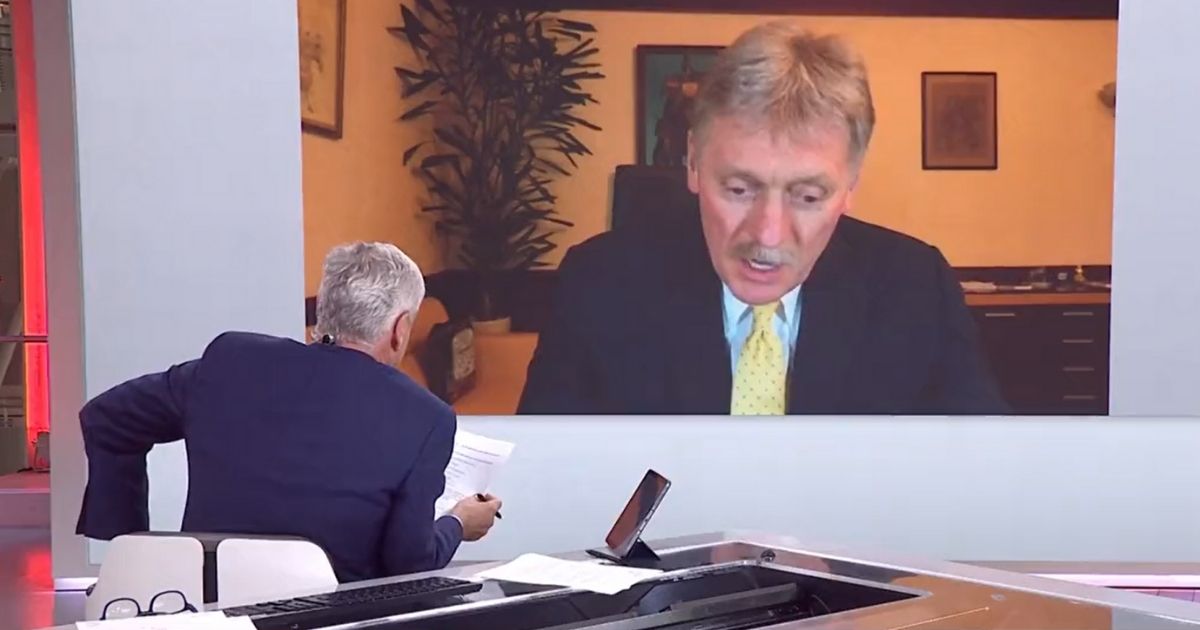 Sky News' Mark Austin interviews Russian President Vladimir Putin's press secretary, Dmitry Peskov, on Thursday.