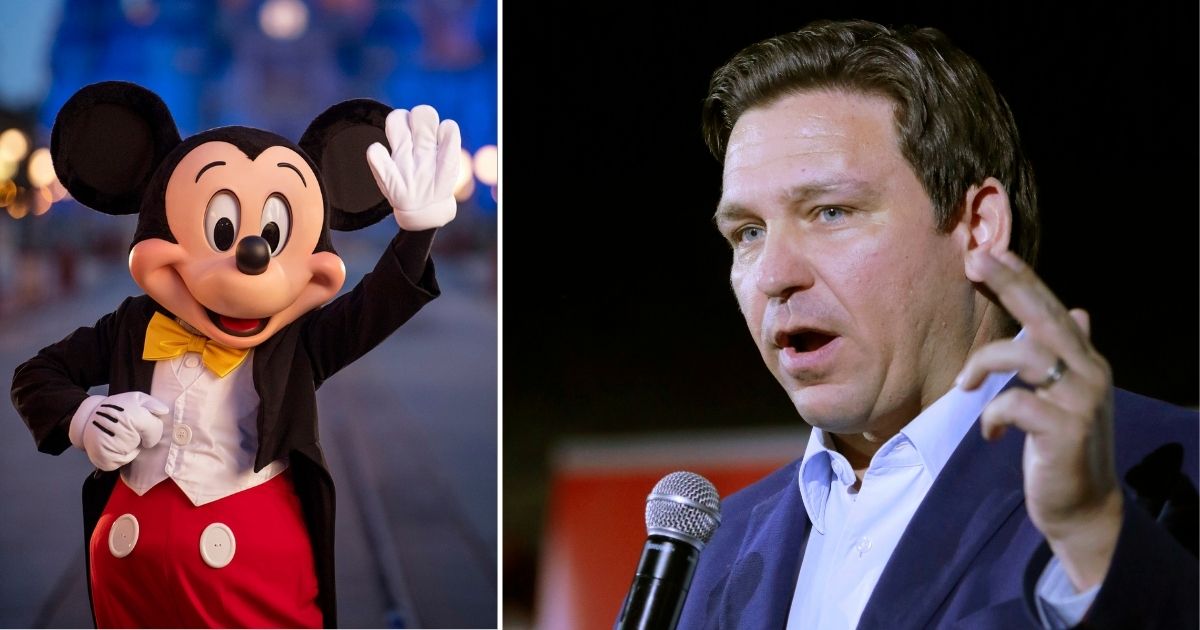 Mickey Mouse poses at Walt Disney World on July 11, 2020, in Lake Buena Vista, Florida. Florida Gov. Ron DeSantis speaks on Wednesday in Las Vegas.