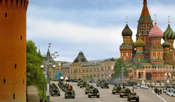 A military parade in Moscow's Red Square is seen in a file photo. Russia has announed a new phase in its military campaign, which may involve invasion of yet another country.