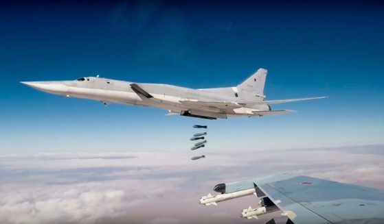 Russian Tu-22M3 long-range bombers strike Islamic State group targets in Syria on Nov. 26, 2017.