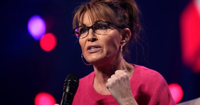 Sarah Palin speaks at the 2021 AmericaFest in Phoenix on Dec. 19, 2021.