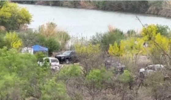 This is the scene in Eagle Pass, Texas, where a 22-year-old National Guard soldier, Bishop E. Evans, drowned in the Rio Grande while helping illegal immigrants who were struggling to cross the river.