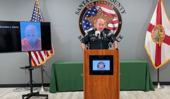 Sheriff Bob Johnson of the Santa Rosa County Sheriff's Office in Florida held a conference to discuss the arrest of Brandon J. Harris, who had burglarized several homes before being shot while invading one particular home.