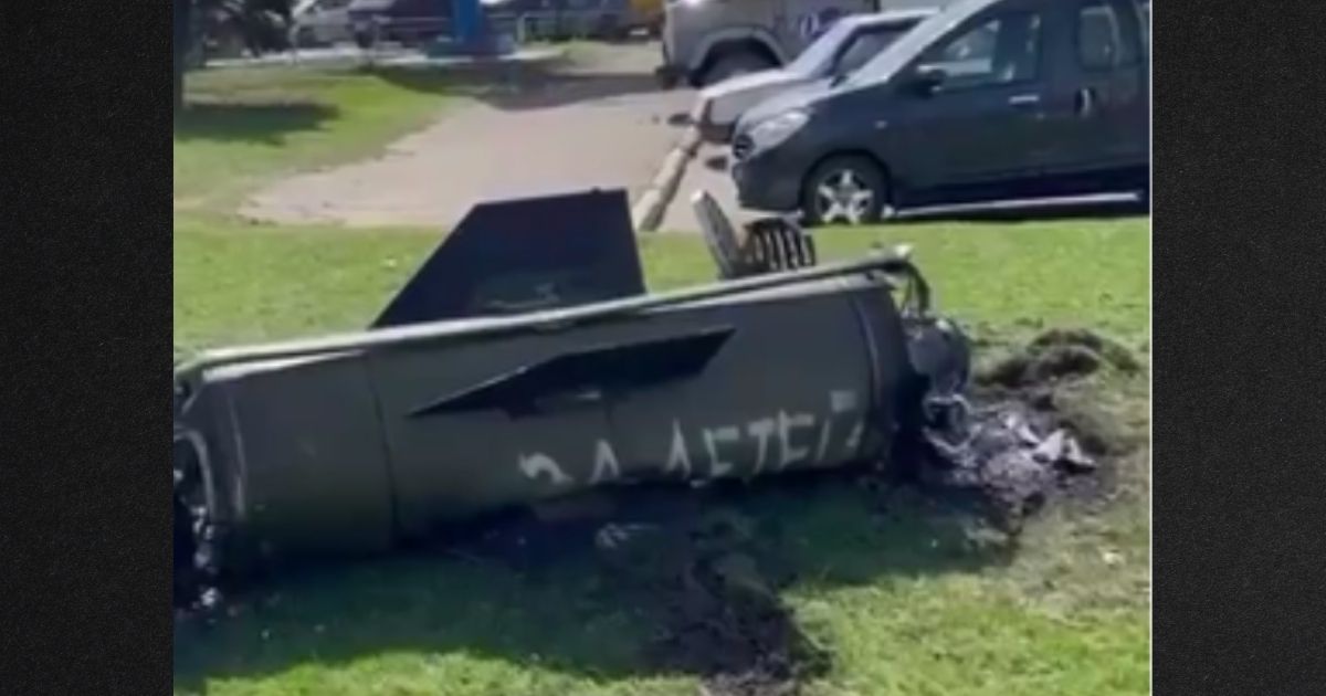 A segment of the missile that struck a Ukranian train station packed with fleeing refugees was painted with what observers said was the ominous phrase 'for the children.'