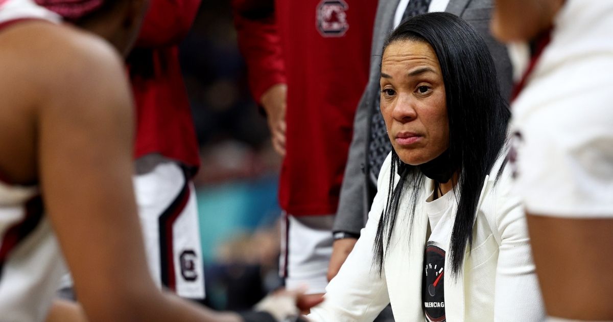 Dawn Staley, head coach of the South Carolina Gamecocks women's basketball team, is pictured at Friday night's Final Four game at the Target Center in Minneapolis.