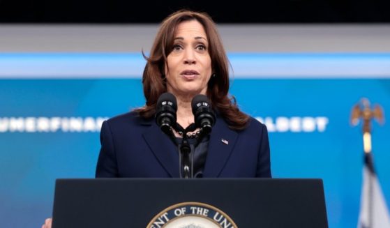 Vice President Kamala Harris, pictured in an April 11 speech in the South Court Auditorium of the White House.