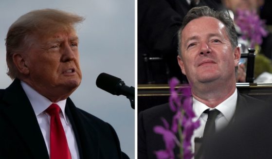 Former President Donald Trump, left; media personality Piers Morgan, right.