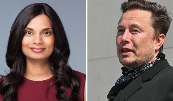 Top Twitter lawyer Vijaya Gadde, left; Tesla CEO and Twitter purchaser Elon Musk, right.