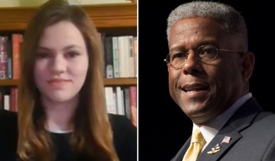 Young Americans for Freedom President Therese Purcell, left, was chased by students at the University of Buffalo after she organized an event with Lt. Co. Allen West, right, on the college campus.
