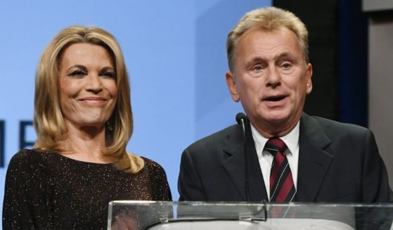 "Wheel of Fortune" hostess Vanna White and host Pat Sajak speak as they are inducted into the National Association of Broadcasters' Broadcasting Hall of Fame at Encore Las Vegas on April 9, 2018.