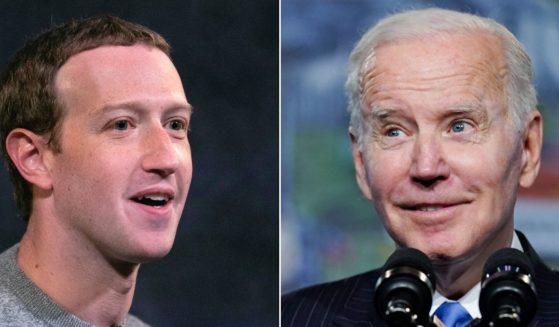 At left, Facebook co-founder Mark Zuckerberg speaks about at the Paley Center in New York City on Oct. 25, 2019. At right, President Joe Biden speaks at the North America's Building Trades Unions Legislative Conference at the Washington Hilton in Washington on April 6.