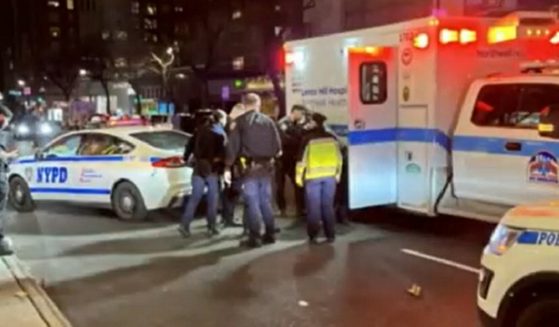A suspect is arrested Thursday after a robbery at a Republican campaign event in New York City.