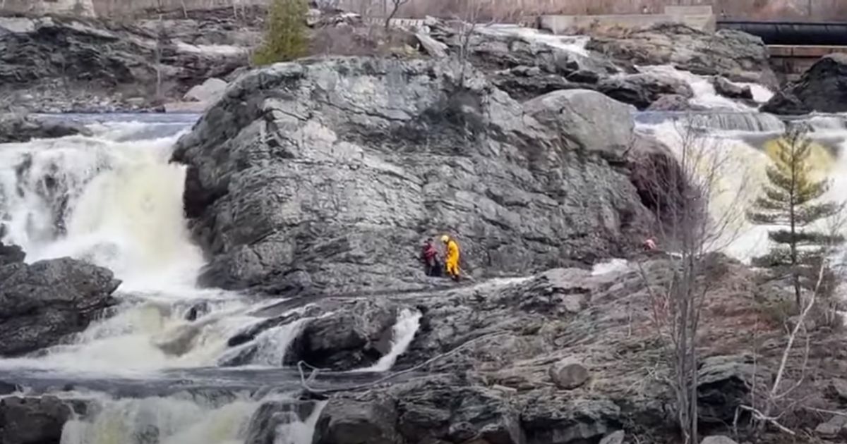 A man had to be rescued after trying to cross a waterfall between Lewiston and Auburn, Maine, on Thursday.