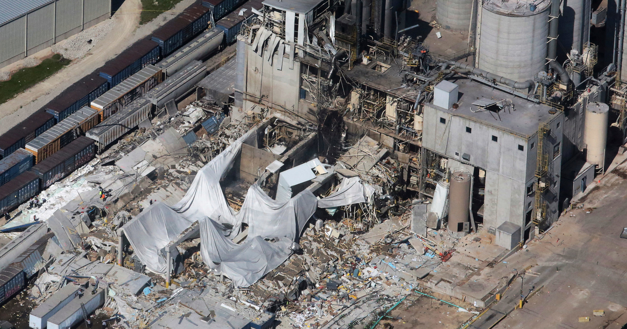 Part of the Didion Milling Plant in Cambria, Wisconsin, lies in ruins the day after an explosion on May 31, 2017.