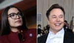 Democratic Rep. Alexandria Ocasio-Cortez, left, has said she wants to get rid of her Tesla Model 3 in favor of a different electric vehicle after Elon Musk, right, teased her on Twitter.