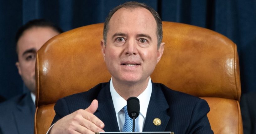 Dem Rep. Adam Schiff of California speaks during a hearing for the House Permanent Select Committee on Intelligence for the impeachment inquiry into then-President Donald Trump on Nov. 13, 2019. Schiff is one of several people and businesses named in legal action by John Paul Mac Isaac, the man who found Hunter Biden's laptop.