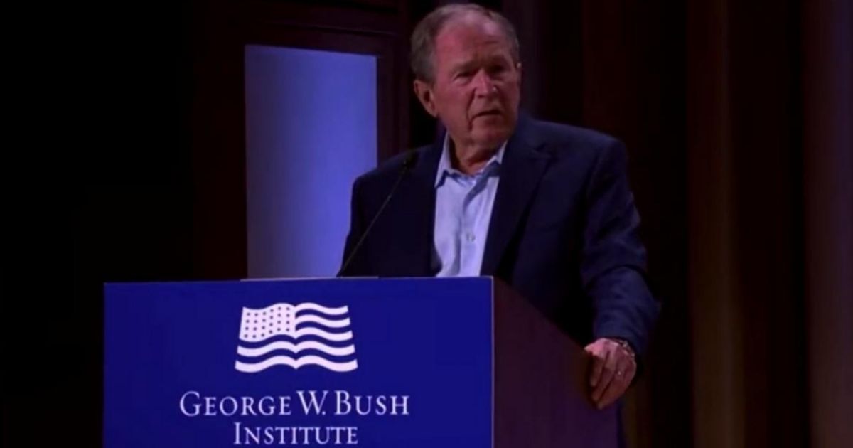 Former President George W. Bush's gaffe regarding the Iraq War left many in the audience laughing.
