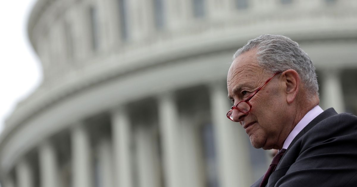 Senate Majority Leader Chuck Schumer is seen on the steps of the U.S. Capitol on Tuesday in Washington, D.C.